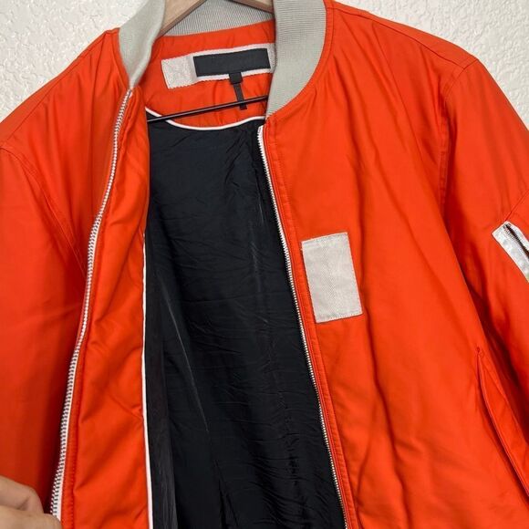 Rag & Bone Georgie Bomber Jacket Orange Nylon Technical Bomber Coat Size M - Picture 10 of 15